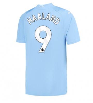 Lacne Muži Futbalové dres Manchester City Erling Haaland #9 2023-24 Krátky Rukáv - Domáci